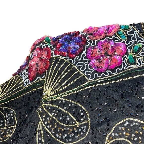 Laurence Kazar vintage beaded glam silk special occasion party top L - Picture 8 of 14